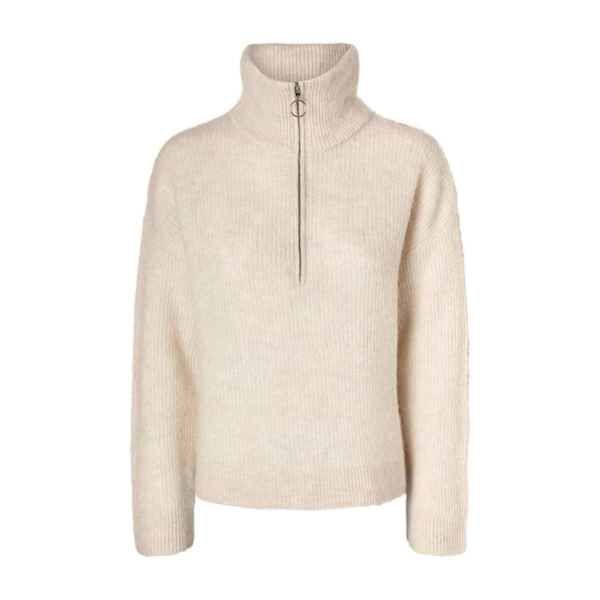 SLFSia Ras Ls Knit Half Zip - birch